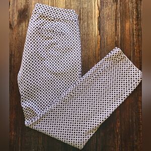 Willi Smith Women's Pants Chinos Ankle Blue and White Geometric Design Size 4